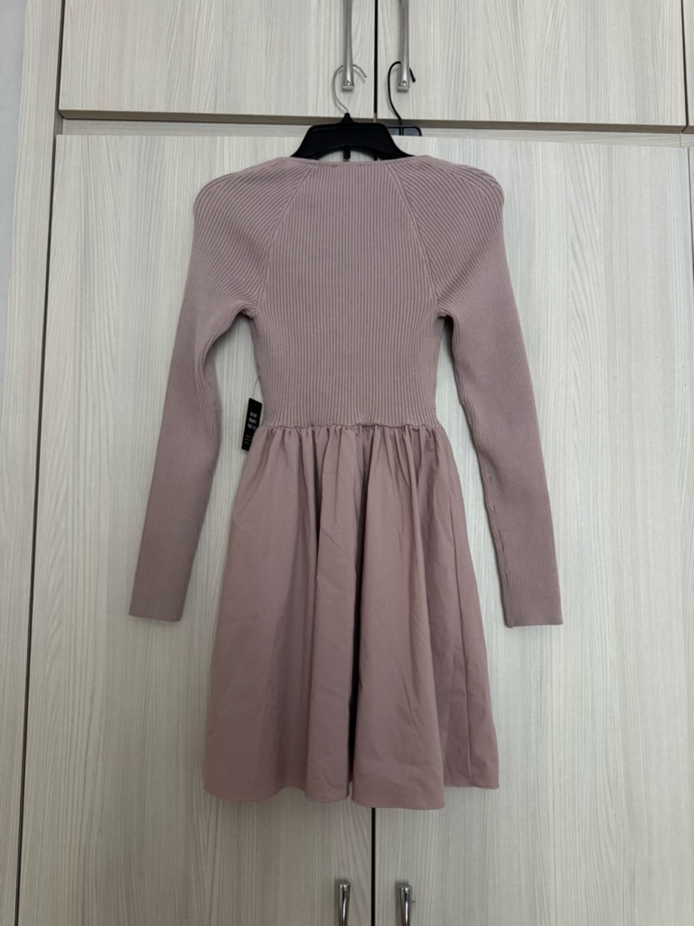 Express Ribbed Square Neck Poplin Mini Fit and Flare Dress - Picture 3 of 5